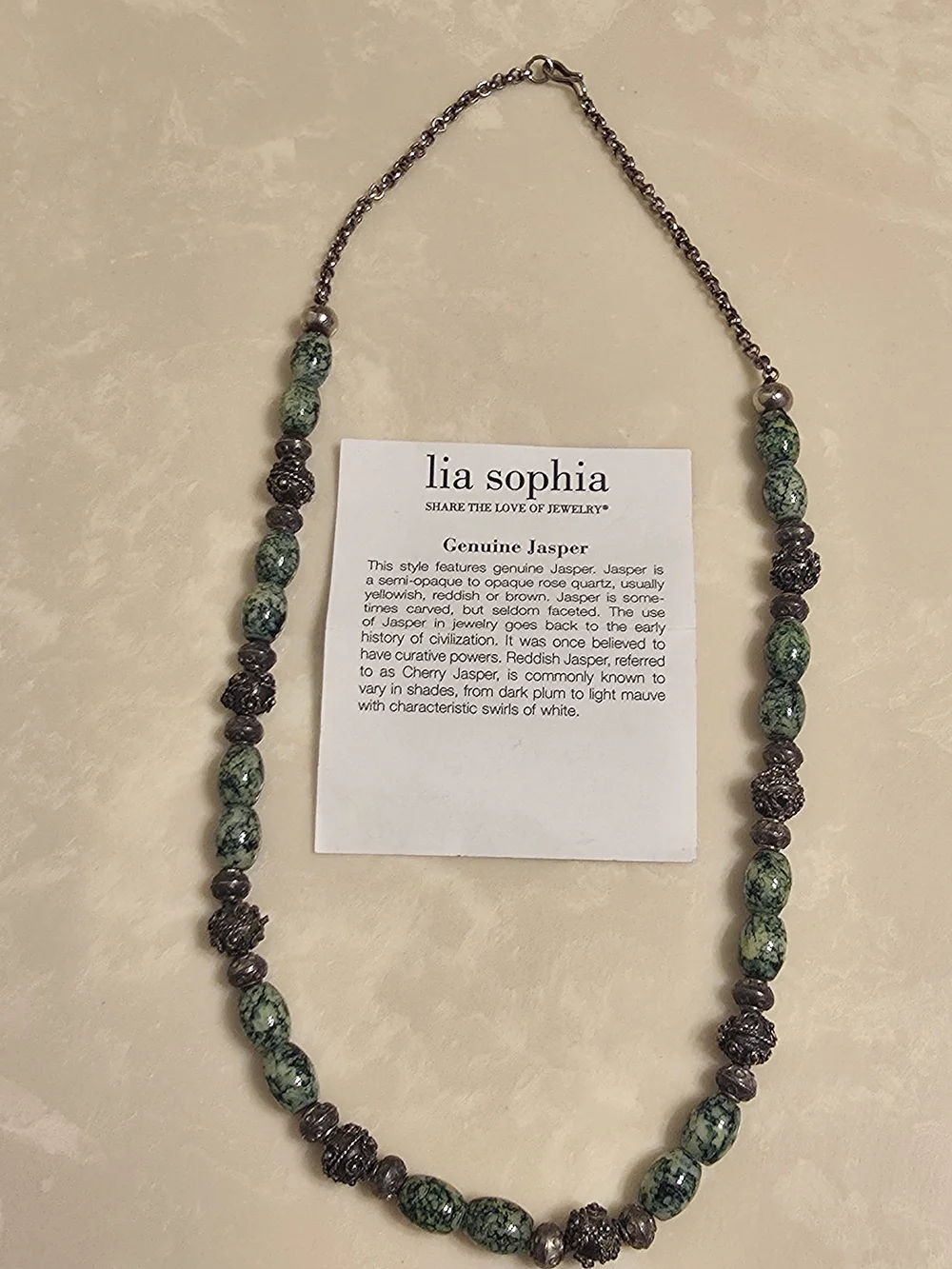lia sophia Green Jasper Beaded Necklace